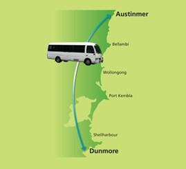 Illustrated map showing area from Austinmer to Dunmore